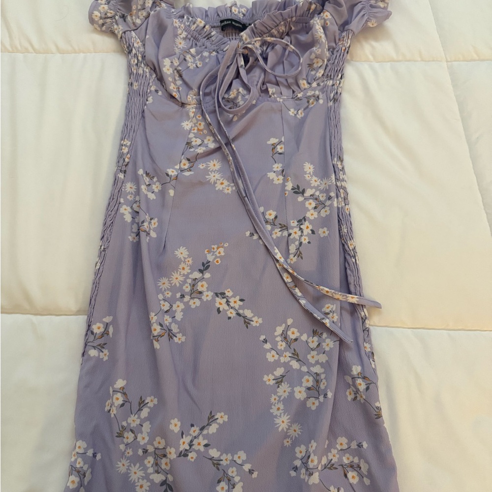 Chic Lavender Floral Mini Dress